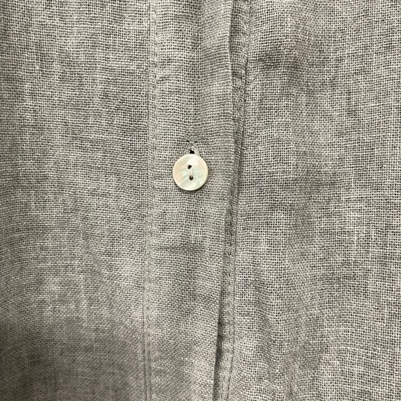 Made in Italy Cotton/Linen LV Clothing Seafoam Green Button Down Blouse/Dress - Picture 3 of 5